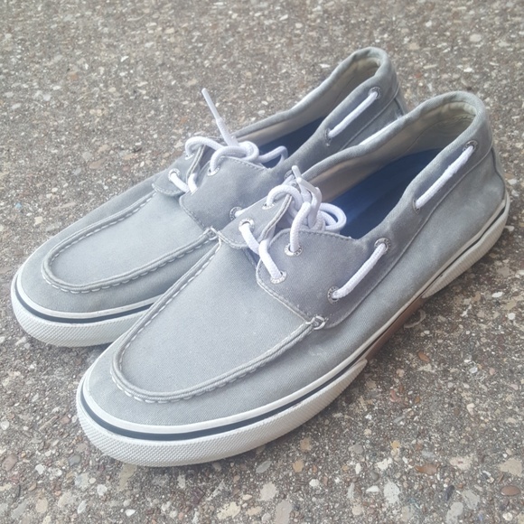 grey sperry slip ons
